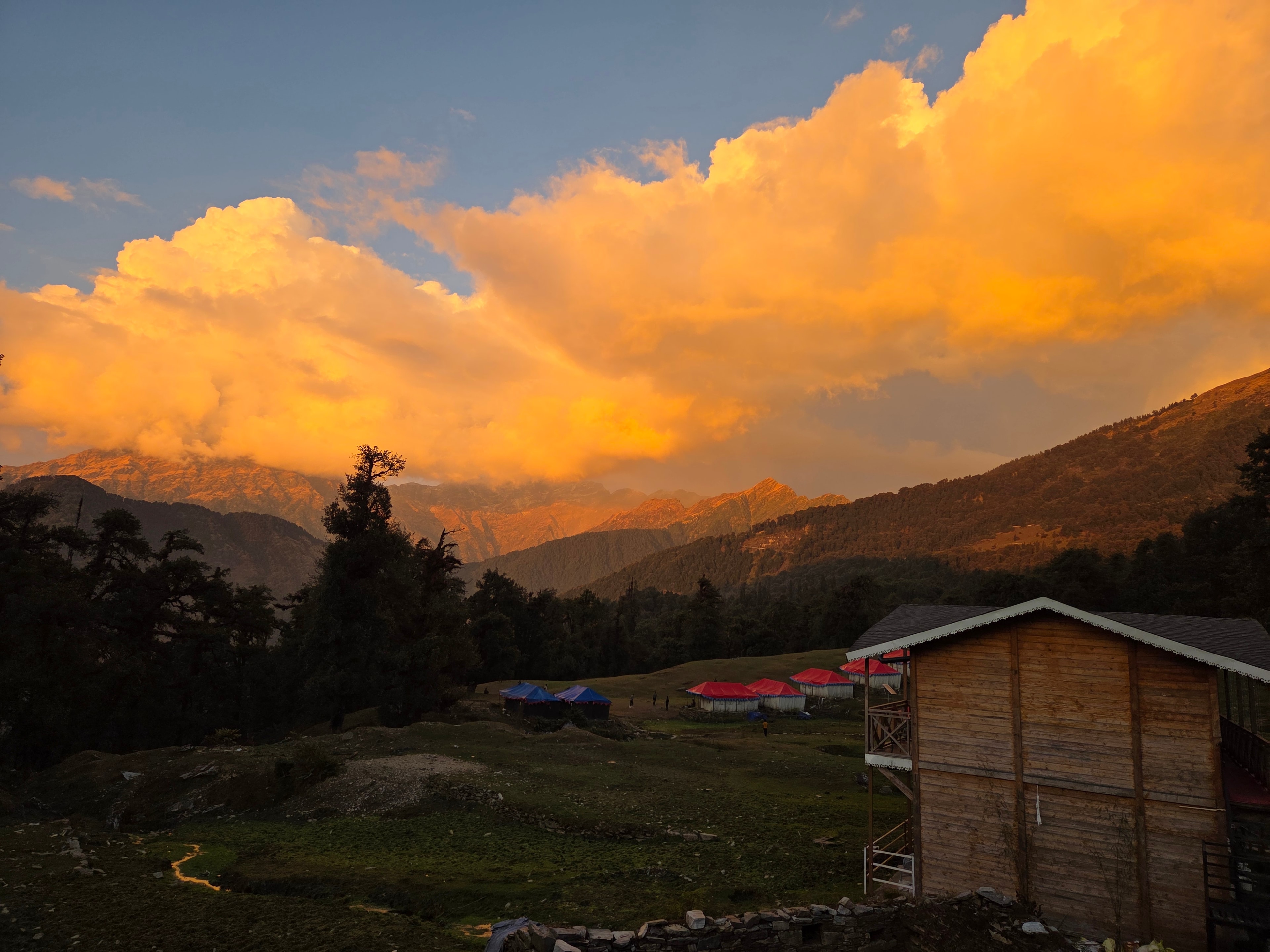 Lord Shiva Camps - Mountain view of Chopta Village, Uttarakhand, India - Himalayan camping destination